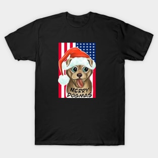 American Flag Dogmas / Merry Dogmas / christmas art T-Shirt